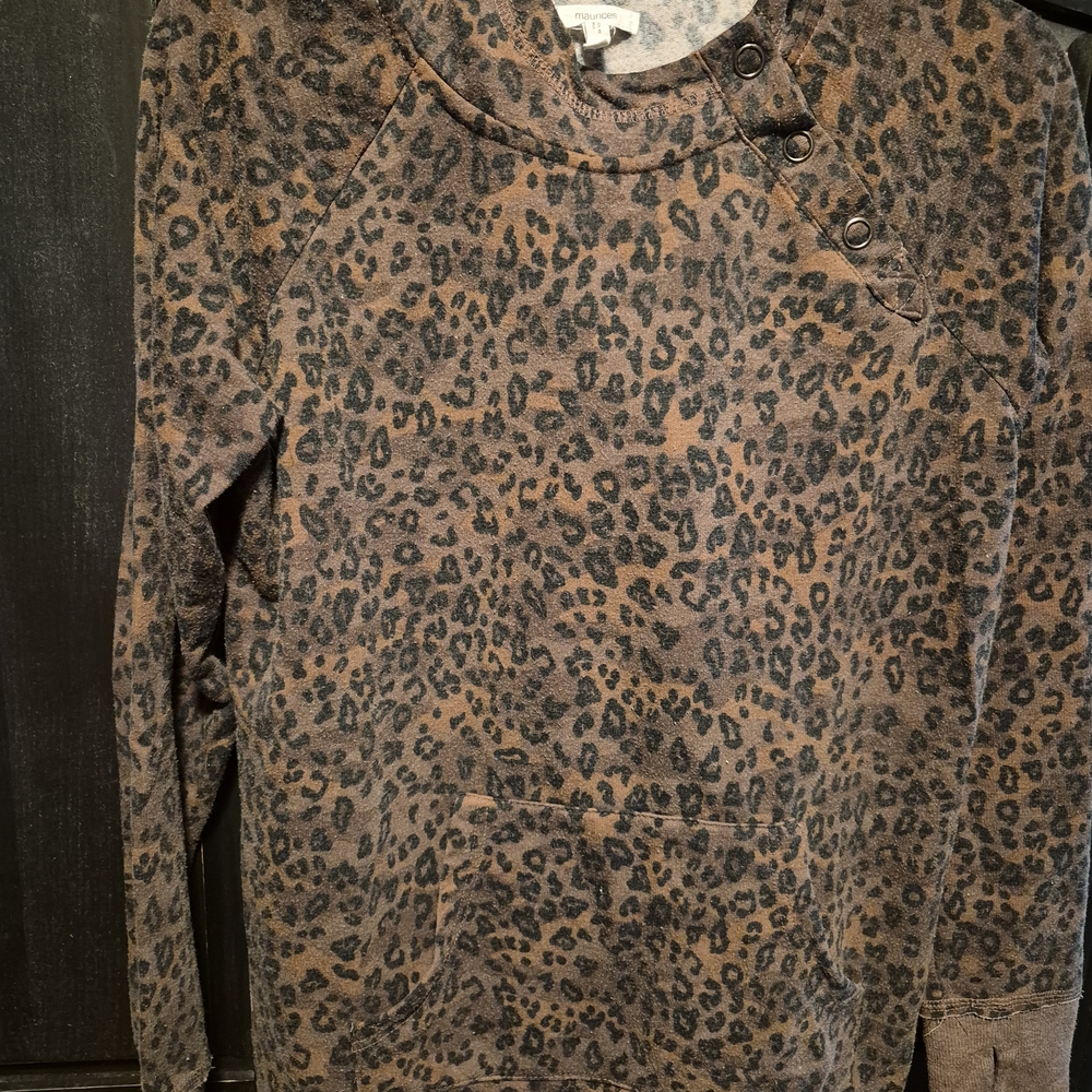 Maurices Brown and Black Leopard Print Pullover